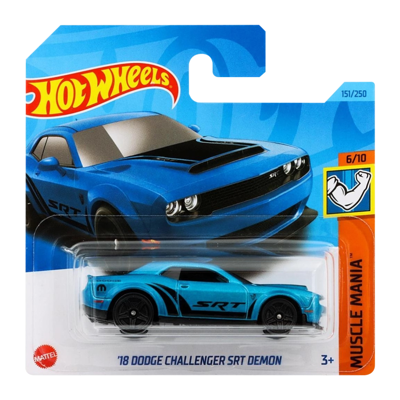 Машинка Базова Hot Wheels '18 Dodge Challenger SRT Demon Muscle Mania 1:64 HKJ54 Blue - Retromagaz