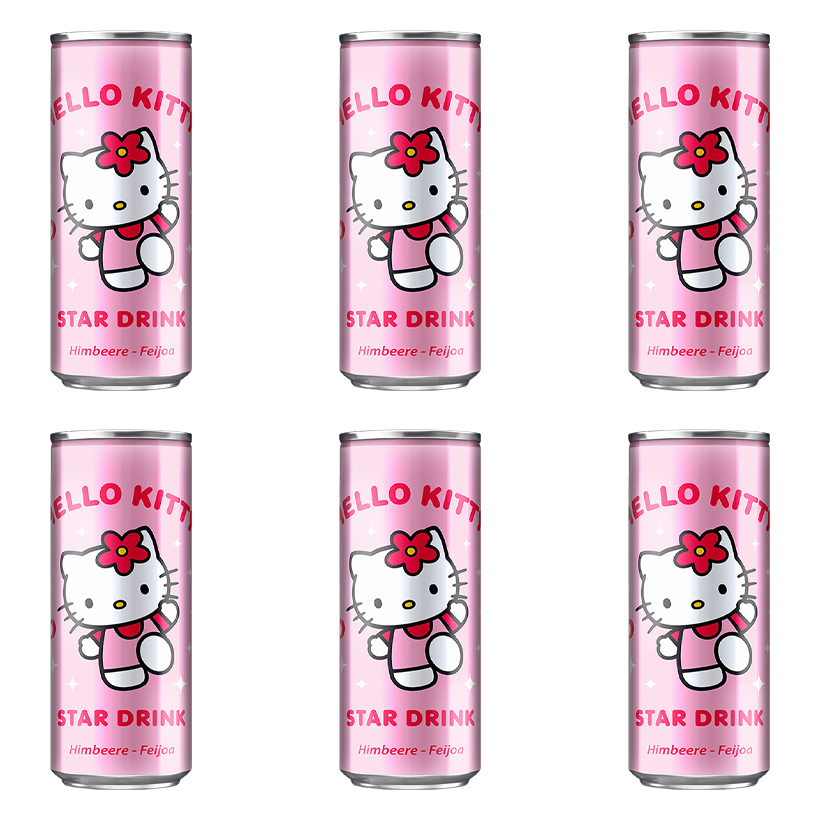 Набір Напій The Drinks 6шт Hello Kitty Star Drink Raspberry Feijoa 250ml - Retromagaz
