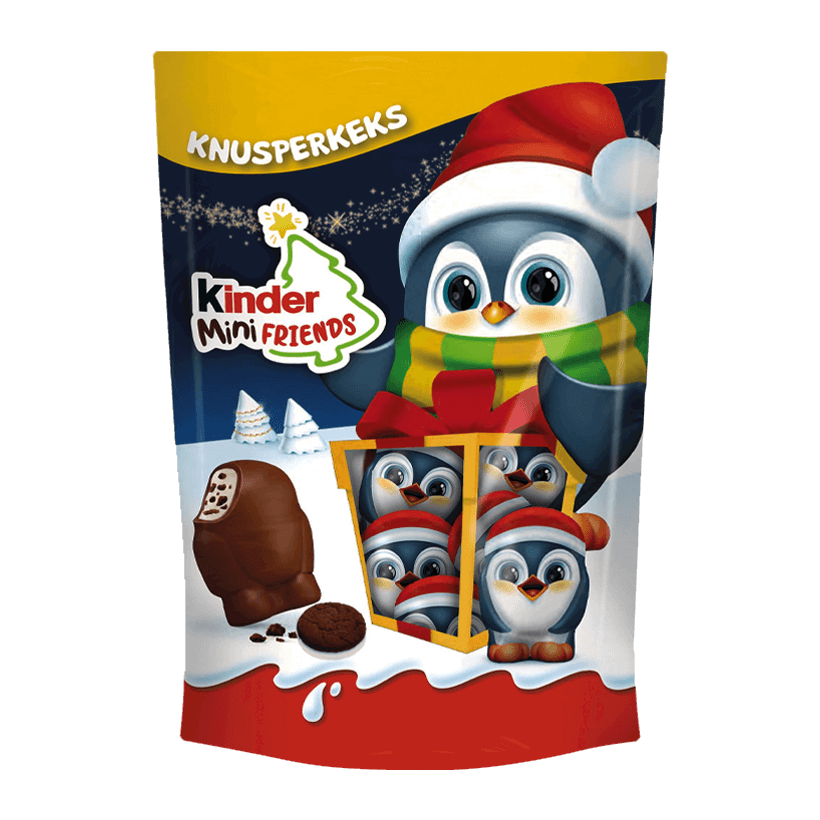 Конфеты Kinder Шоколадные Mini Friends Penguin с Хрустящим Печеньем 122g - Retromagaz