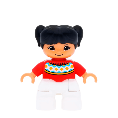 Фигурка Lego Girl White Legs Red Fair Isle Sweater Duplo 47205pb052 Б/У - Retromagaz