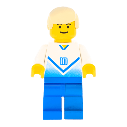 Фігурка Lego People 973pb0174 Soccer Player White & Blue Team with shirt #10 City soc084 1 Б/У - Retromagaz