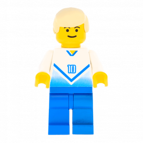 Фигурка Lego 973pb0174 Soccer Player White & Blue Team with shirt #10 City People soc084 1 Б/У - Retromagaz