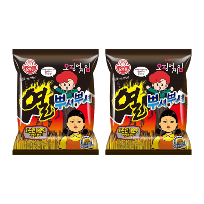 Набір Снеки 2шт Ottogi Squid Game (Гра в Кальмара) Ramen Гостра 90g - Retromagaz