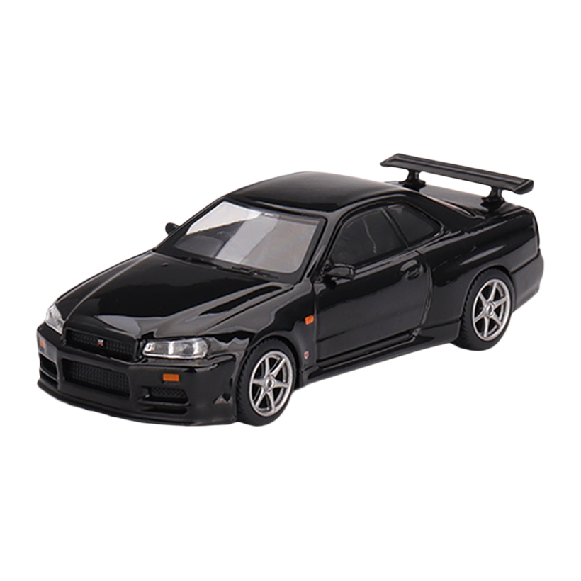 Машинка Premium MINI GT Nissan Skyline GT-R R34 1:64 Black - Retromagaz
