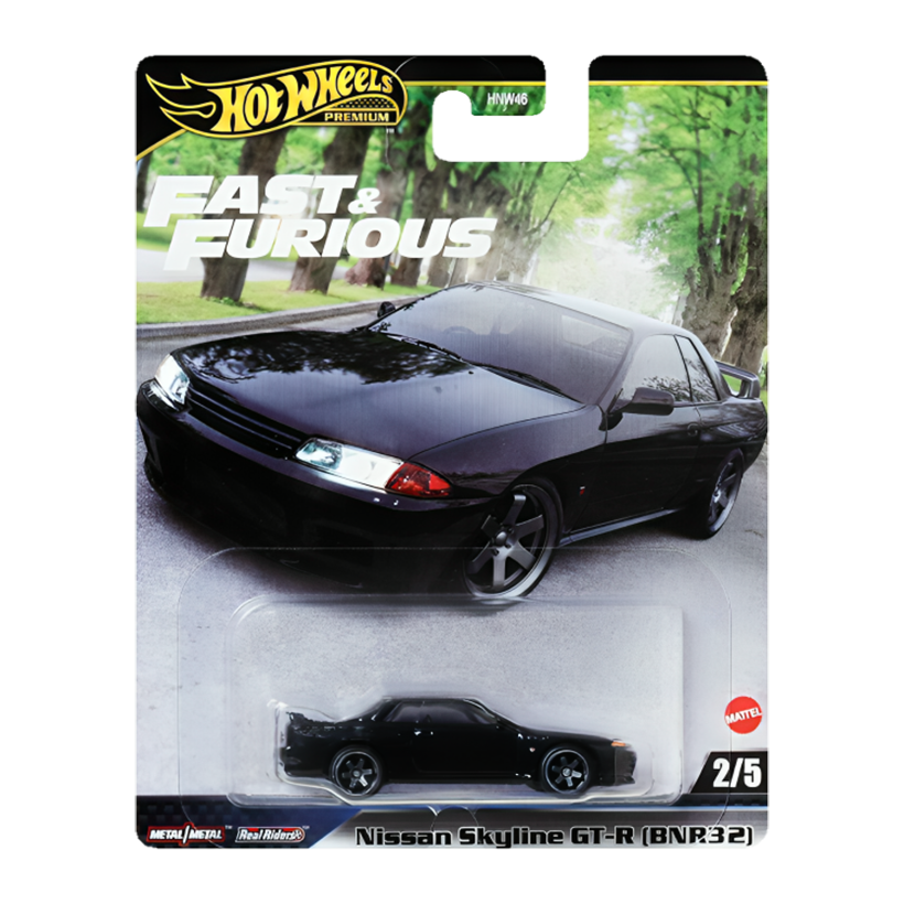 Машинка Premium Hot Wheels Nissan Skyline GT-R (BNR32) Fast & Furious 1:64 JBL97 Black - Retromagaz
