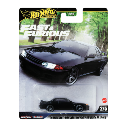 Машинка Premium Hot Wheels Nissan Skyline GT-R (BNR32) Fast & Furious 1:64 JBL97 Black - Retromagaz