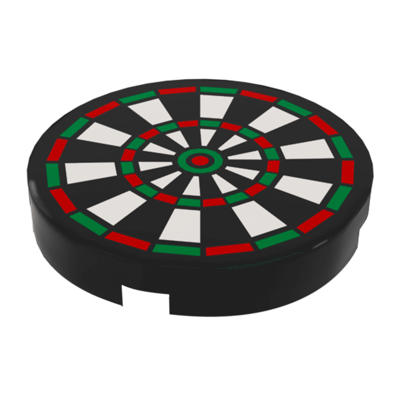 Плитка Lego Круглая Декоративная Bottom Stud Holder with Dart Board Pattern 2 x 2 14769pb024 6100582 6343014 Black Б/У - Retromagaz