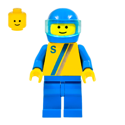 Фігурка Lego 973p23 'S' - Yellow with Blue Gray Stripe City Race s004 Б/У - Retromagaz