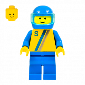 Фигурка Lego 973p23 'S' - Yellow with Blue Gray Stripe City Race s004 Б/У - Retromagaz