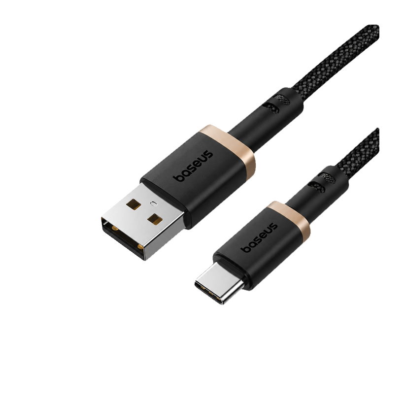 Кабель Baseus Dura Series Fast Charging Cable 60W USB 2.0 - USB Type-C Gold Black 1m - Retromagaz