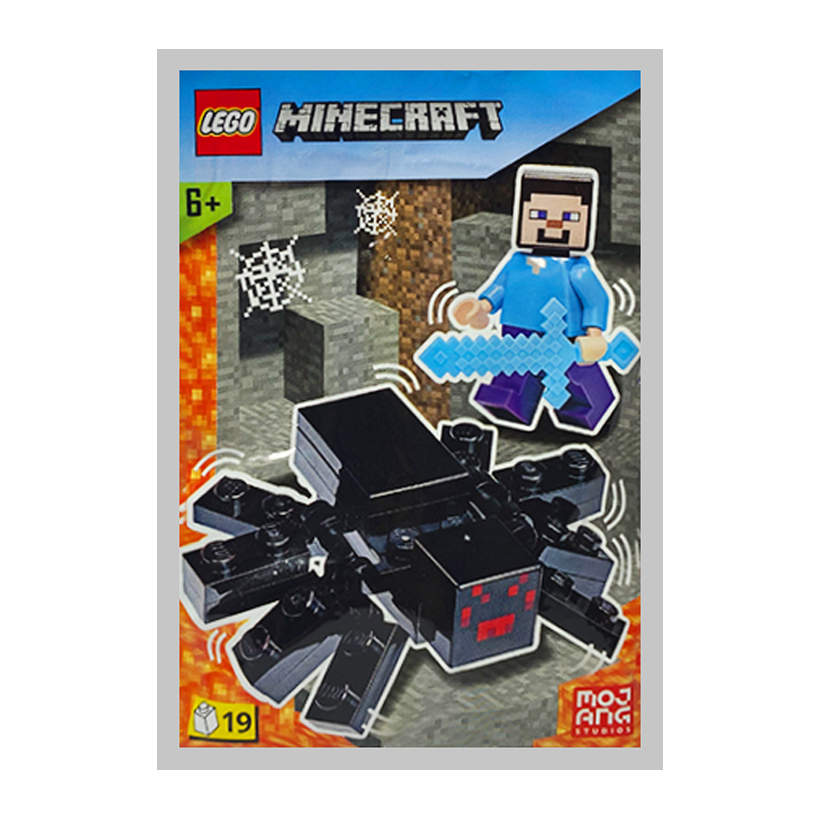 Конструктор Lego Фигурка Steve with Spider Foil Pack Minecraft 662207 min009 Новый - Retromagaz