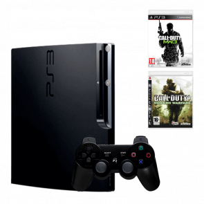 Набір Консоль Sony PlayStation 3 Slim 320GB Black Б/У  + Гра Call of Duty Modern Warfare 3 Англійська Версія + Гра Call of Duty 4 Modern Warfare Англійська Версія - Retromagaz
