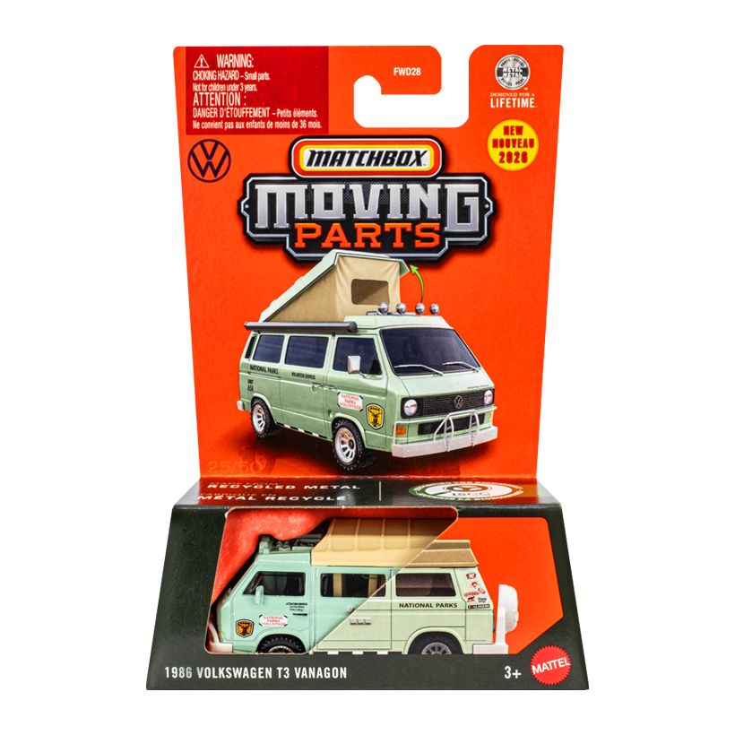 Тематическая Машинка Matchbox 1986 Volkswagen T3 Vanagon Moving Parts 1:64 JHV32 Grey - Retromagaz