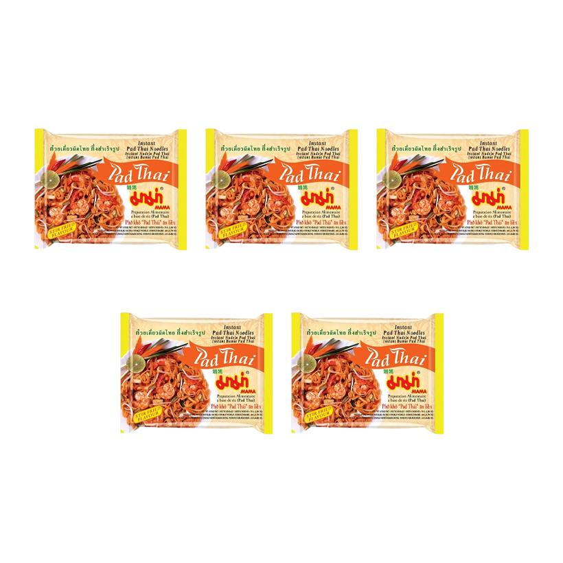 Набор Лапша 5шт Mama Рисова Пад Тай Рамен Pad Thai Stir Fried Острая 70g - Retromagaz