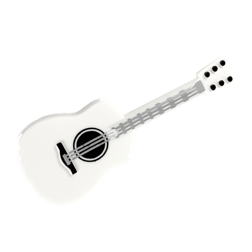 Мистецтво Lego Guitar Acoustic with Silver Strings Black Tuning Knobs Pattern 25975pb02 6273949 White Б/У - Retromagaz
