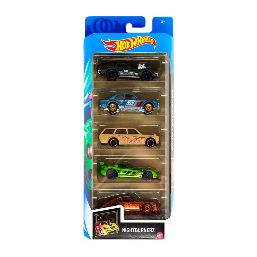 Машинка Базовая 5шт Hot Wheels '68 Corvette / Ford Escort RS / Datsun 510 Wagon  / Dodge Viper / Porsche 934 Nightburnerz 1:64 GTN47 Tan - Retromagaz