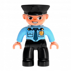 Фігурка Lego Boy Black Legs Medium Blue Top Duplo 47394pb169a Б/У