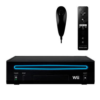 Набор Консоль Nintendo Wii Family Edition Europe 512MB Black Б/У Нормальный + Контроллер RMC Remote Plus Новый + Nunchuk - Retromagaz