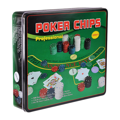 Набор Покерный набор на 500 фишек без номинала + сукно (жестяная коробка) - Retromagaz