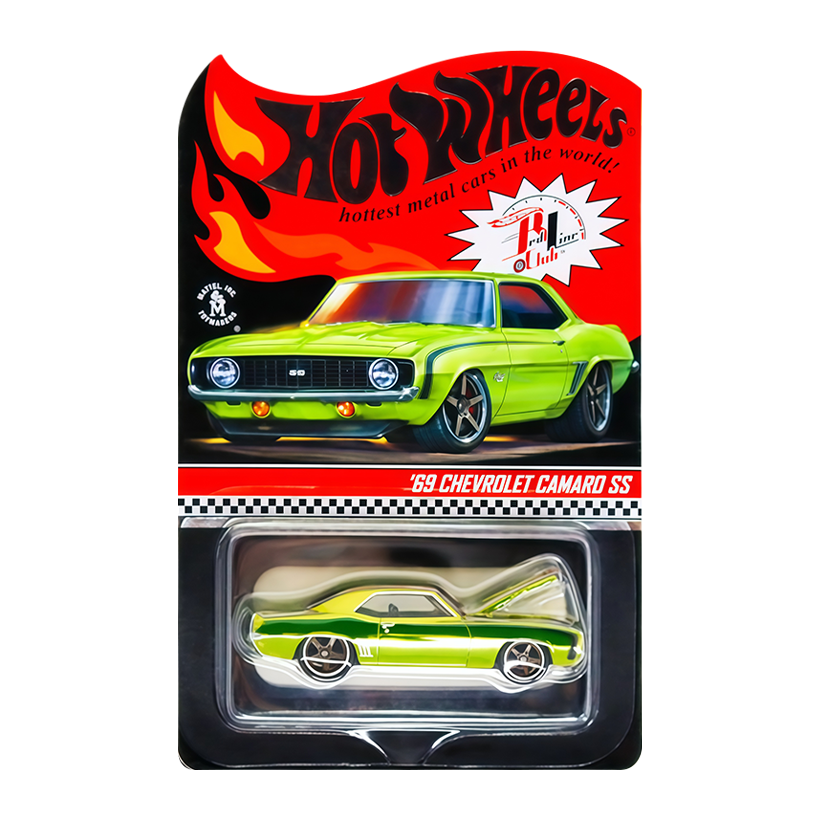 Машинка Premium Hot Wheels '69 Chevrolet Camaro SS Red Line Club RLC 1:64 GXJ16 Green - Retromagaz