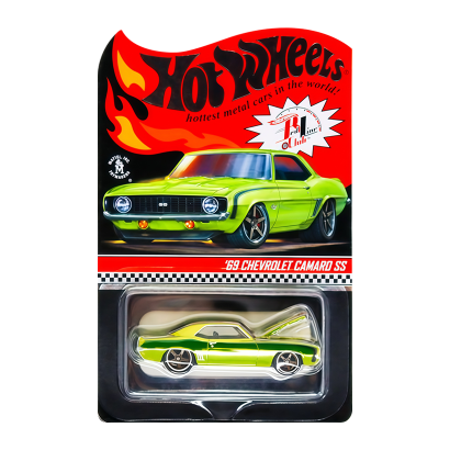 Машинка Premium Hot Wheels '69 Chevrolet Camaro SS Red Line Club RLC 1:64 GXJ16 Green - Retromagaz