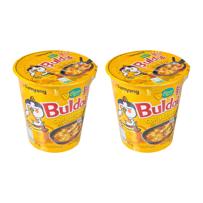 Набор Лапша 2шт Samyang Buldak Hot Cheese (Сырная) в Стаканчике Острая 70g - Retromagaz