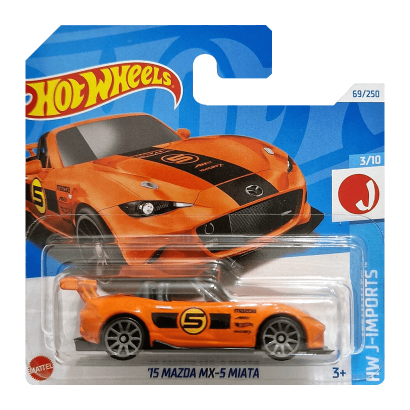 Машинка Базовая Hot Wheels '15 Mazda MX-5 Miata J-Imports 1:64 HTD22 Orange - Retromagaz