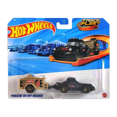 Машинка Базовая Hot Wheels Porsche 911 Off-Roader с Прицепом Track Fleet 1:64 HYT56 Black - Retromagaz