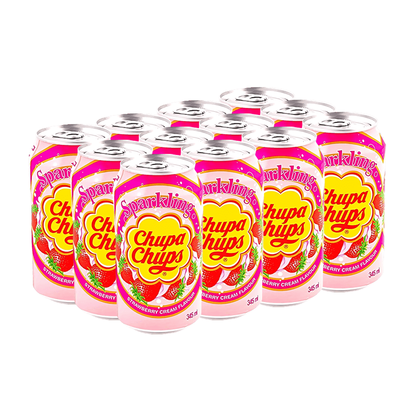 Набір Напій 12шт Chupa Chups Strawberry & Cream Flavour 345ml - Retromagaz