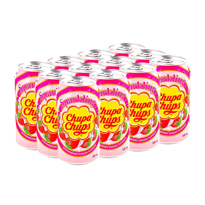 Набір Напій 12шт Chupa Chups Strawberry & Cream Flavour 345ml - Retromagaz