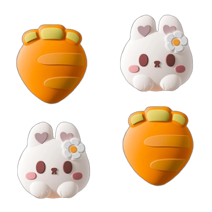 Накладки на Стіки 4шт RMC Carrot Bunny Nintendo Switch Wii Steam Deck White Orange - Retromagaz