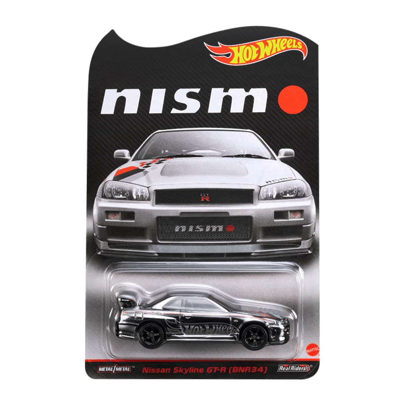 Машинка Premium Hot Wheels Nissan Skyline GT-R (BNR34) Red Line Club RLC 1:64 HGK73 Silver - Retromagaz