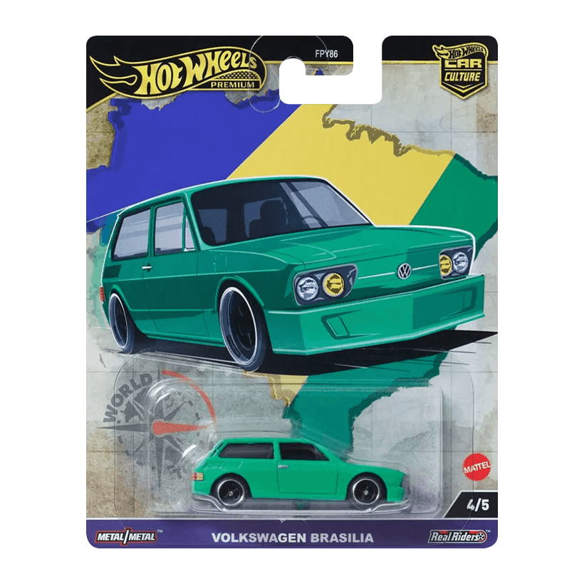 Машинка Premium Hot Wheels Volkswagen Brasilia World Tour 1:64 HRV82 Green - Retromagaz
