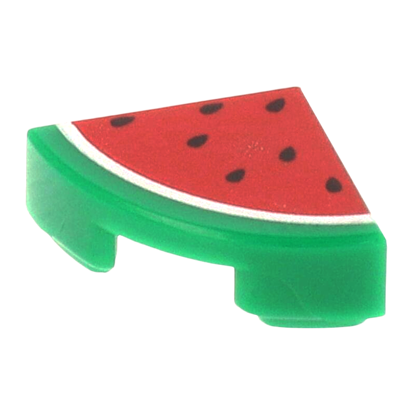 Плитка 4шт Lego Круглая Декоративная Quarter with Red Watermelon Pattern 1 x 1 25269pb002 6151225 Green Б/У - Retromagaz