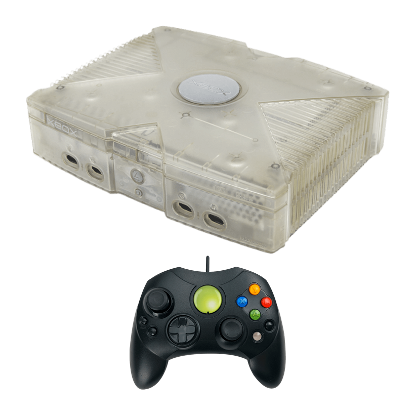 Набір Консоль Microsoft Xbox Original Модифікована 120GB Crystal Б/У  + Геймпад Дротовий RMC S Black Новий - Retromagaz
