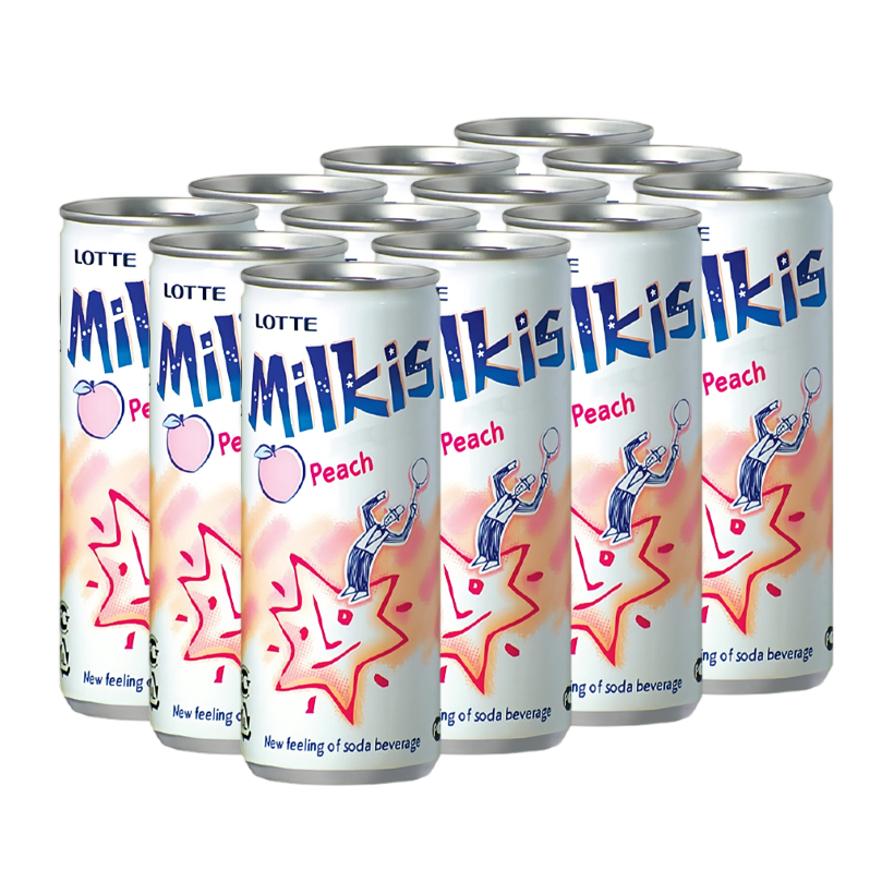 Набір Напій 12шт Lotte Milkis Газований Молочний Персик 250ml - Retromagaz