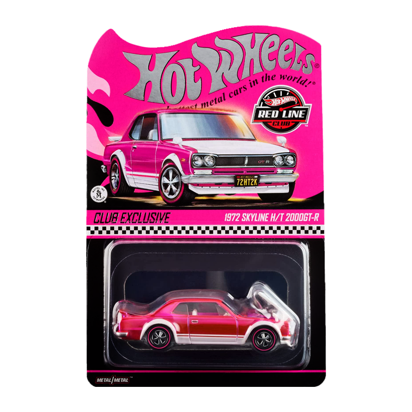 Машинка Premium Hot Wheels 1972 Skyline H/T 2000GT-R Red Line Club RLC 1:64 JKC01 Pink - Retromagaz
