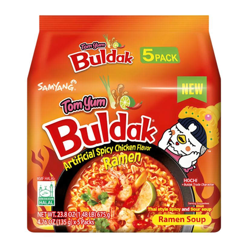 Набор Лапша 5шт Samyang Buldak Tom Yum (Том Ям) Острая 145g - Retromagaz