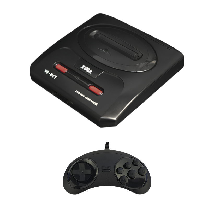 Набір Консоль Sega Mega Drive 2 MK-1631-50 Europe Black Б/У  + Геймпад Дротовий RMC MDSJ-6000 Новий - Retromagaz
