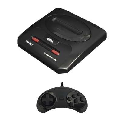 Набір Консоль Sega Mega Drive 2 MK-1631-50 Europe Black Б/У  + Геймпад Дротовий RMC MD Новий - Retromagaz