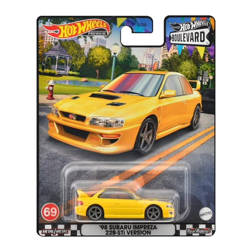 Машинка Premium Hot Wheels '98 Subaru Impreza 22B STi-Version Boulevard 1:64 HKF16 Yellow - Retromagaz