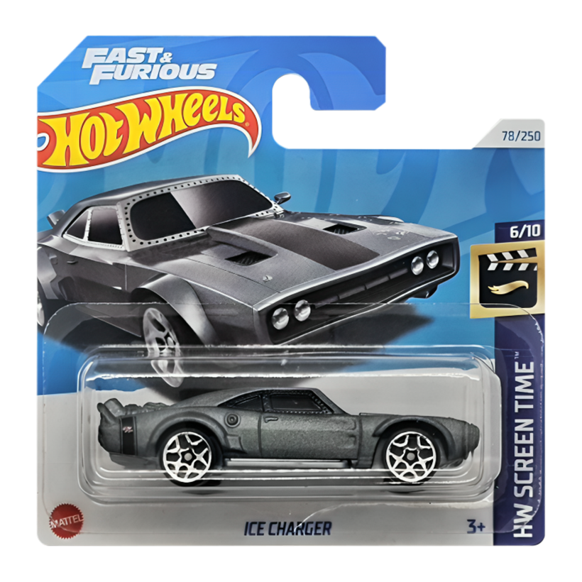 Машинка Базовая Hot Wheels '68 Ice Dodge Charger Fast & Furious Screen Time 1:64 HTB34 Grey - Retromagaz