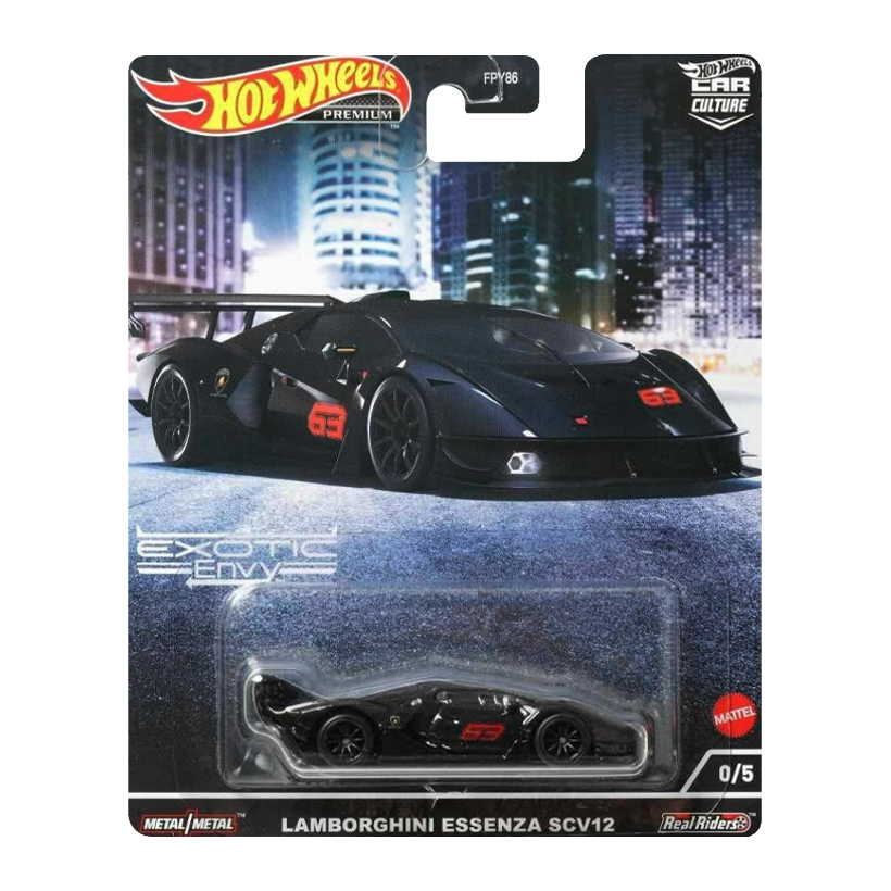 Машинка Premium Hot Wheels Lamborghini Essenza SCV12 Chase Exotic Envy 1:64 HCJ93 Black - Retromagaz