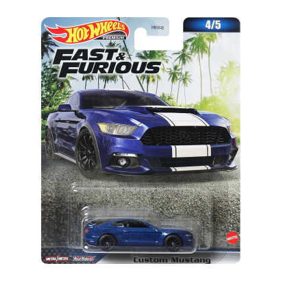 Машинка Premium Hot Wheels Custom Mustang Fast & Furious 1:64 HNW46/HNW51 Dark Blue - Retromagaz