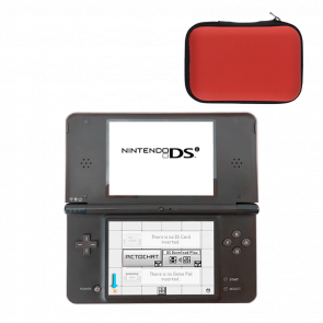 Набор Консоль Nintendo DS i XL Модифицированная 1GB Dark Brown + 10 Встроенных Игр Б/У Нормальный  + Чехол Твердый RMC 3 Red Новый - Retromagaz