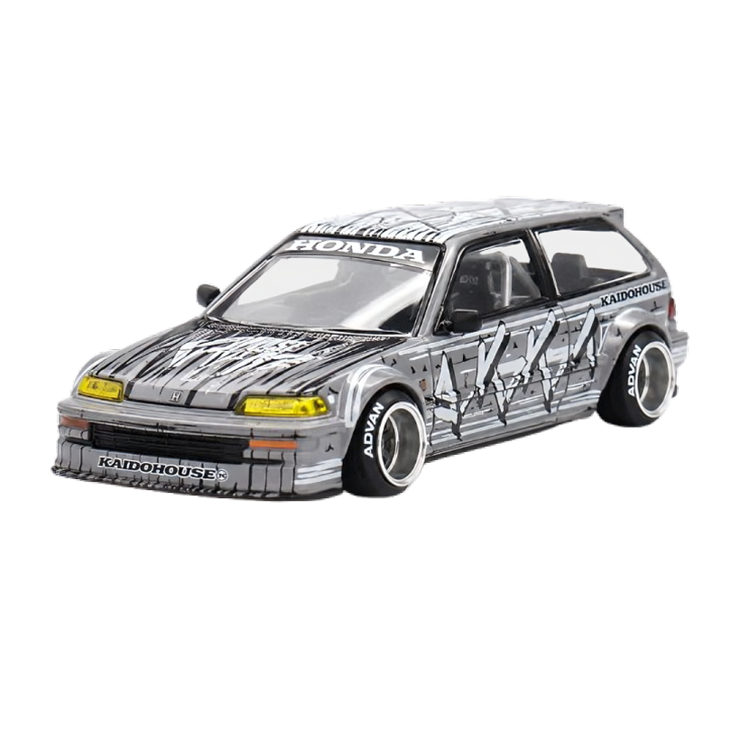 Машинка Premium Kaido House x MiNI GT Honda Civic (EF) Kaido Manga V1 1:64 KHMG260-CH Grey - Retromagaz