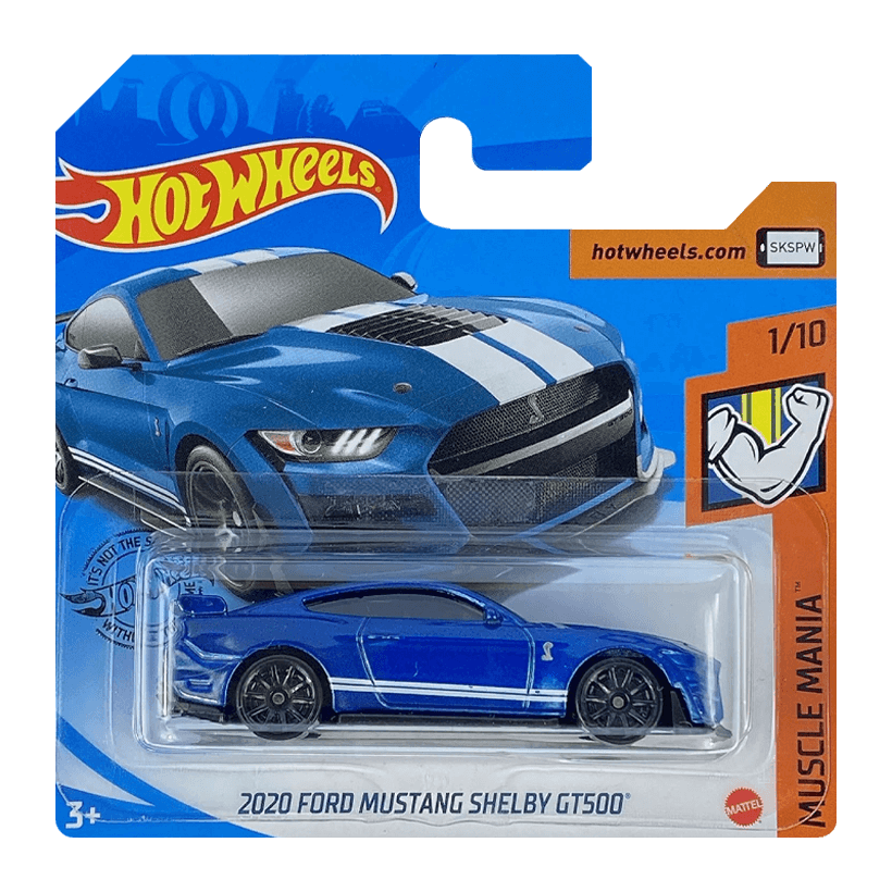 Машинка Базовая Hot Wheels 2020 Ford Mustang Shelby GT500 Muscle Mania 1:64 GHB32 Blue - Retromagaz