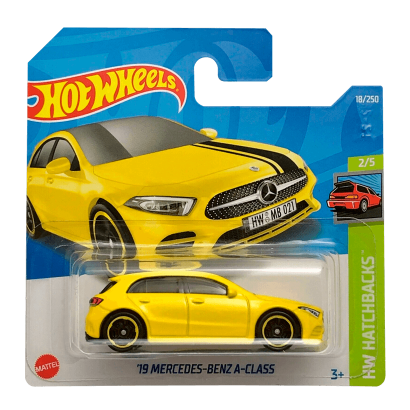 Машинка Базовая Hot Wheels '19 Mercedes-Benz A-Class Hatchbacks 1:64 HCW78 Yellow - Retromagaz