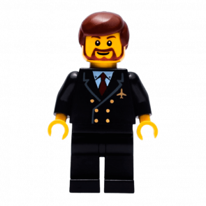 Фигурка Lego City Airport 973pb0109 Pilot Red Tie and 6 Buttons Reddish Brown Hair air048 Б/У Нормальный - Retromagaz