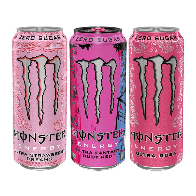 Набір Pink Energy (Напій Енергетичний Monster Energy Ruby Red Zero Sugar + Ultra Rosa Zero Sugar + Ultra Strawberry Dreams Zero Sugar) - Retromagaz